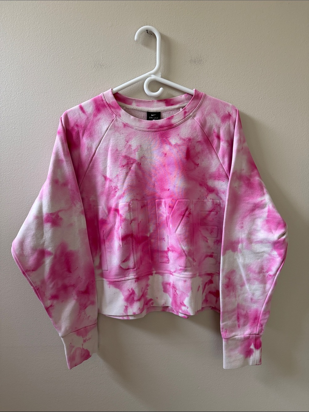 Nike Pink & White Tie-Dye Crew Sweatshirt